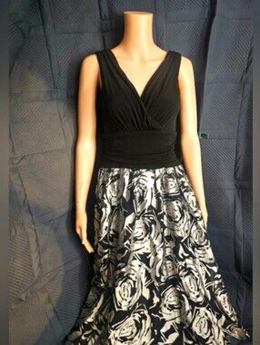 Sleeveless Black Surplice Top Floral Maxi Dress